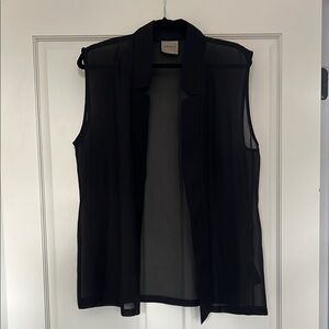 Sheer Black Sleeveless Vest with belt